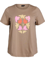 T-skjorte med blomstertrykk detaljer, S. Mink w. Flower