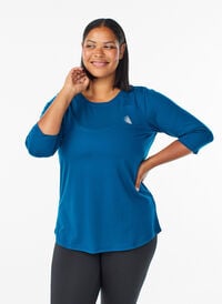Treningsbluse med 3/4-ermer, Blå Treningsbluse med 3/4-ermer, Blå, Model