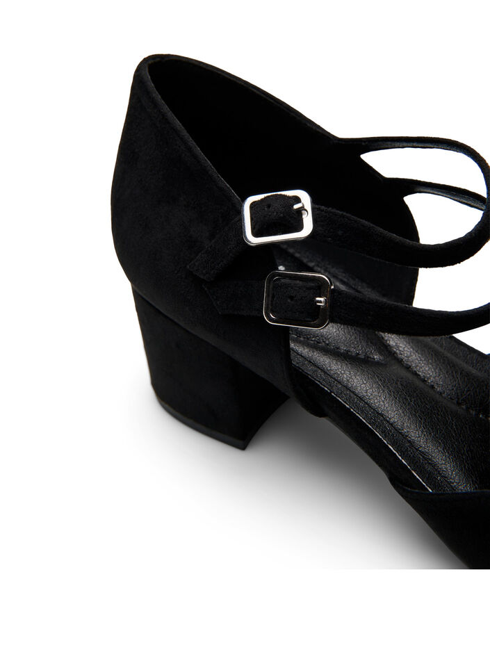 Wide fit - Pumps med doble stropper, Black, Packshot