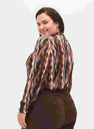 Mønstrete bluse med smock, Earthy Zig Zag, Model image number 1