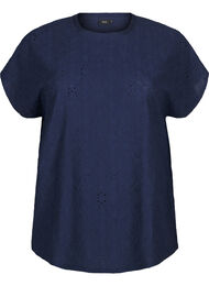 Bluse med korte ermer og blomsterbroderi, Naval Academy