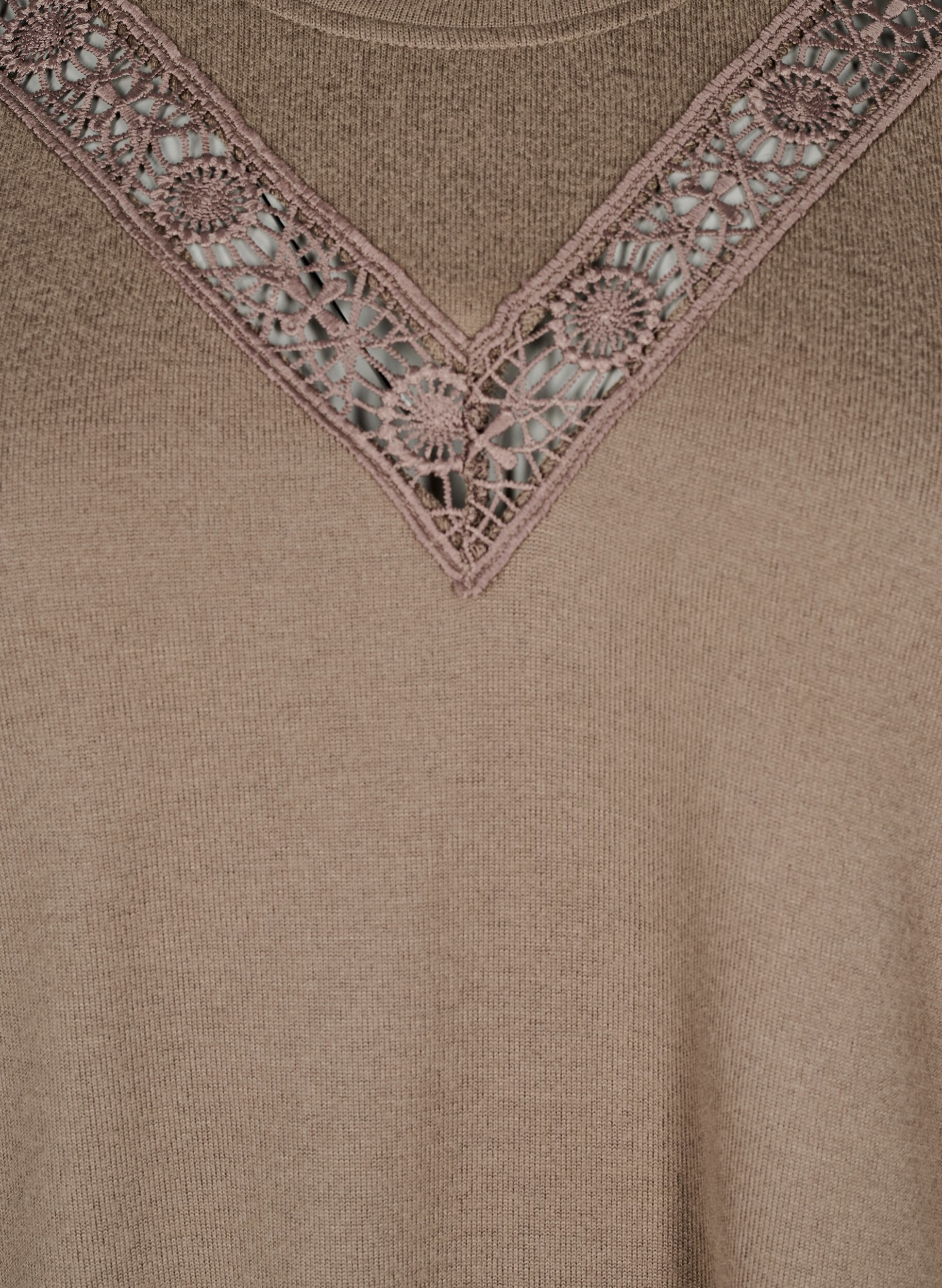 Zizzi Bluse med broderidetaljer og lange ermer, Brun, Packshot image number 2