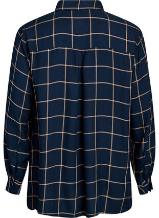 Zizzi Rutete oversized bomullsskjorte, Blå, Packshot image number 1