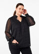 Mønstret chiffongbluse med knytebånd, Black, Model image number 0