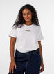 Bomulls T-skjorte med tekstmerke, Hvit, Model image number 0