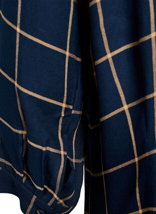 Zizzi Lang rutete skjortekjole, Blue Beige Check, Packshot image number 3