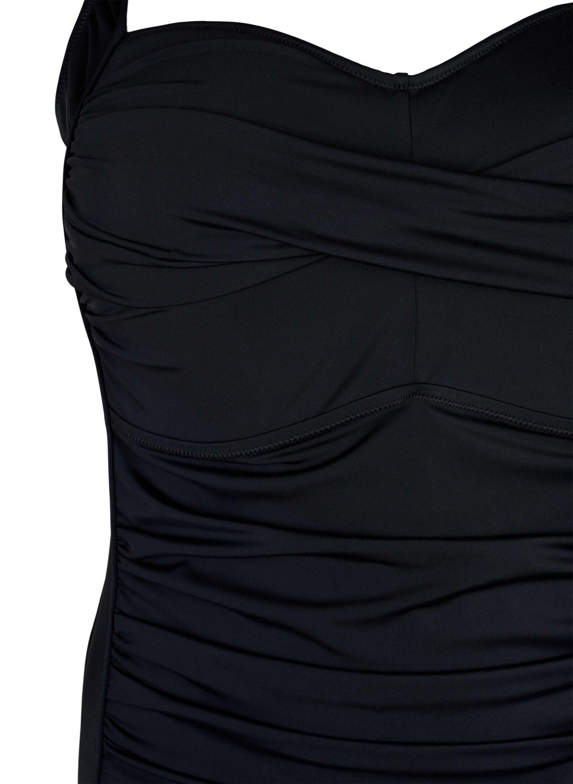 ZizziVattert badedrakt med draperinger , Svart, Packshot image number 2