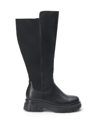 Zizzi Wide fit - Høye boots med strikk og glidelås, Black, Packshot image number 0