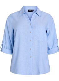Skjorte i lin og viskose med 3/4 ermer, Della Robbia Blue