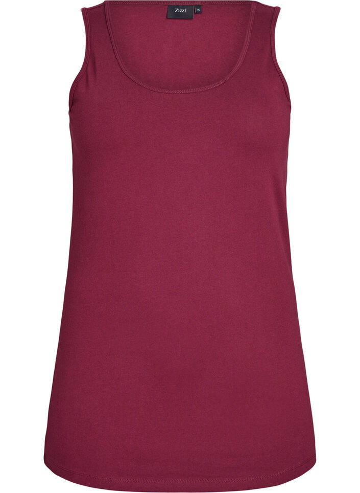 Ensfarget basic topp i bomull, M&oslash;rk Bordeaux, Packshot image number 0