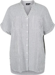Stripete skjorte med brystlommer, White/Black Stripe