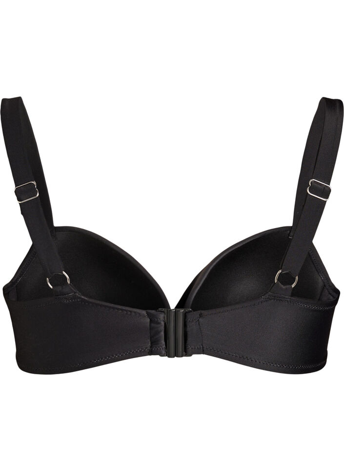 Bikinitopp med b&oslash;yle og drapering, Svart, Packshot image number 1