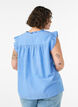 Ermel&oslash;s bomullsbluse med volangkanter, Bl&aring;, Model image number 2