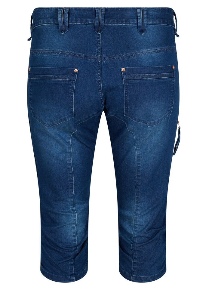 Slim fit caprijeans med lommer, Blå, Packshot image number 1