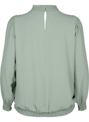 Ensfarget bluse med smokk og lange ermer, Green Bay, Packshot image number 1