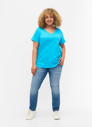 Basis T-skjorter i bomull 2 stk., Blue Atoll / Black, Model image number 2