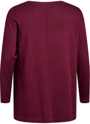 Zizzi Strikket bluse i bomull og viskoseblanding, Mørk Bordeaux, Packshot image number 1