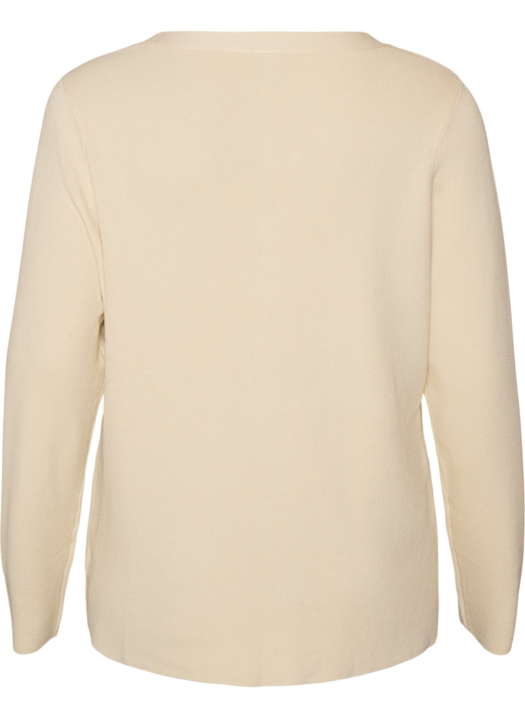 ZizziFinstrikket cardigan med dekorative knapper, Vanilje, Packshot image number 1