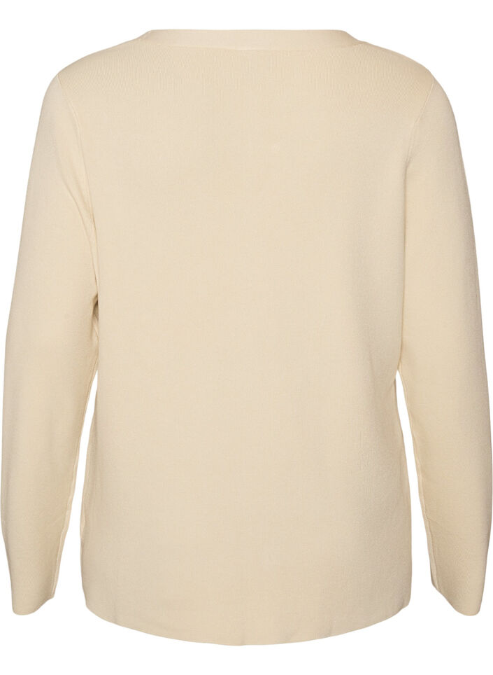Finstrikket cardigan med dekorative knapper, Vanilje, Packshot image number 1