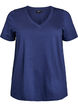 Enkel T-skjorte i bomull med V-hals, Blå, Packshot image number 0