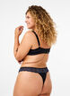 Mikrofiber-G-string med blonder, Black w Blue, Model image number 1