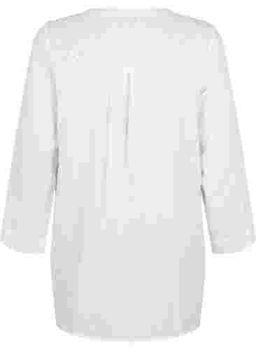 Tunika i bomull med broderi anglaise, Bright White, Packshot image number 1