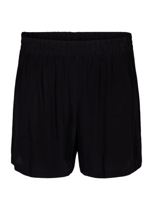 Shorts med løs passform i viskose, Black, Packshot image number 0