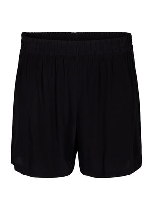 Zizzi Shorts med løs passform i viskose, Black, Packshot image number 0