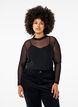 Tett sittende meshbluse med lange ermer, Svart, Model image number 0