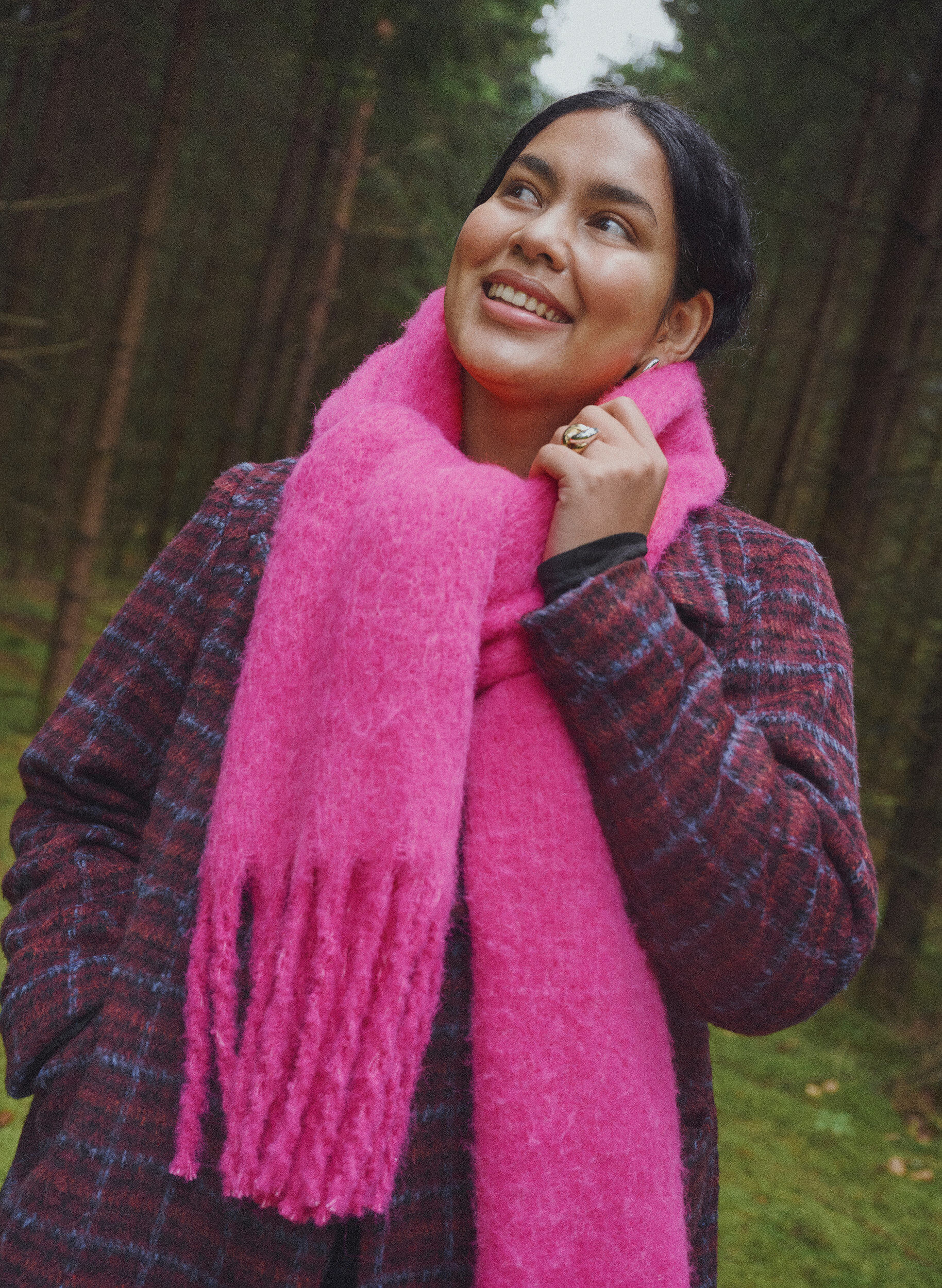 ZizziMyk skjerf med frynser, Rosa, Image image number 0