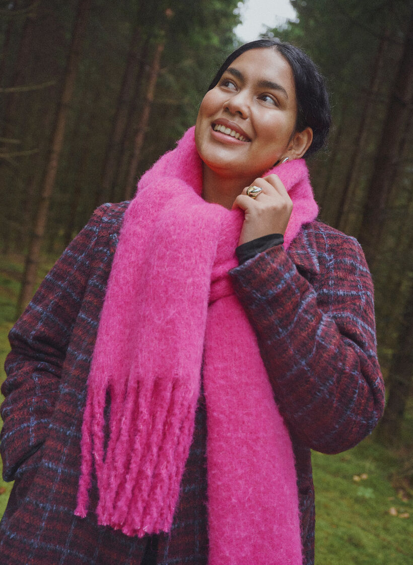 Myk skjerf med frynser, Rosa, Image image number 0
