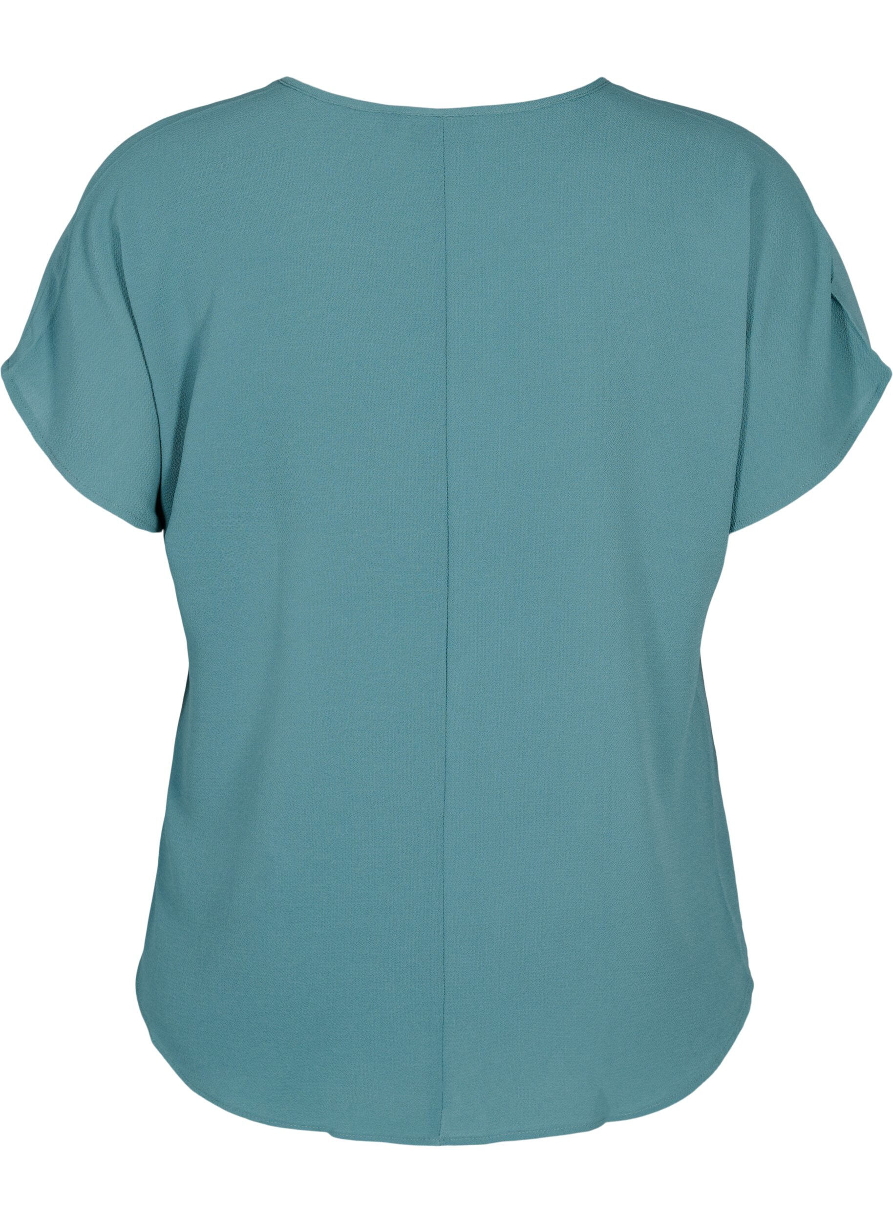 ZizziKortermet bluse med rund hals, Gr&oslash;nn, Packshot image number 1