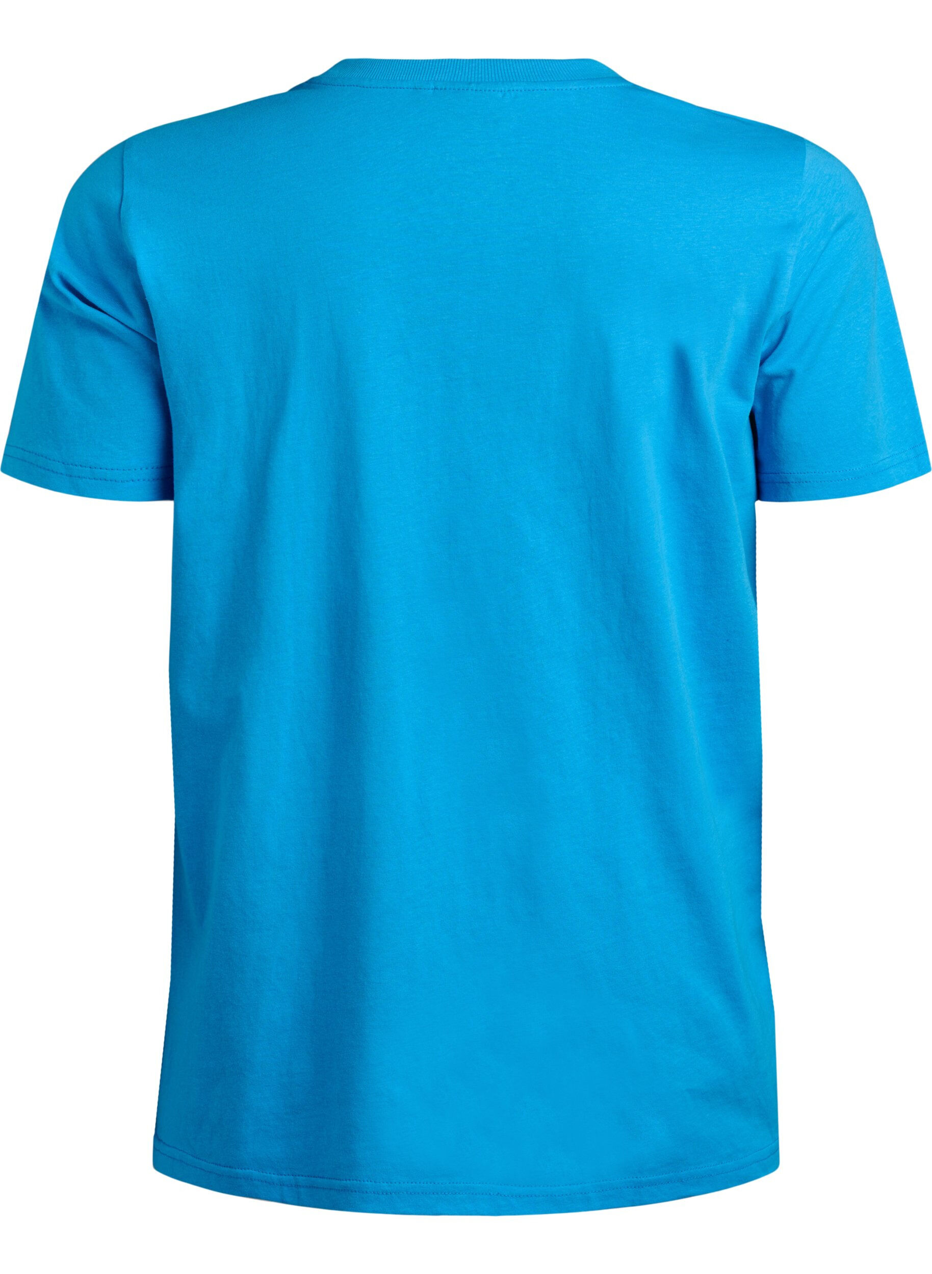 ZizziBasic T-skjorte i bomull med rund hals, Bl&aring;, Packshot image number 1