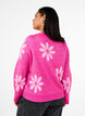 Strikket bluse med blomster, Raspberry Rose Comb, Model image number 1