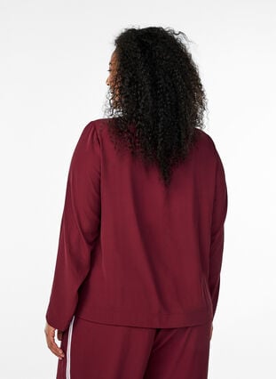 Zizzi Sporty jakke med glidelås og kule detaljer, T. Port Orch Stripe, Model image number 1