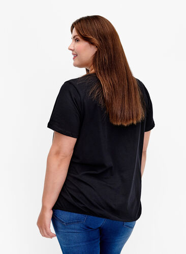 Bomullst-skjorte med folie-trykk, Black W. Love, Model image number 1