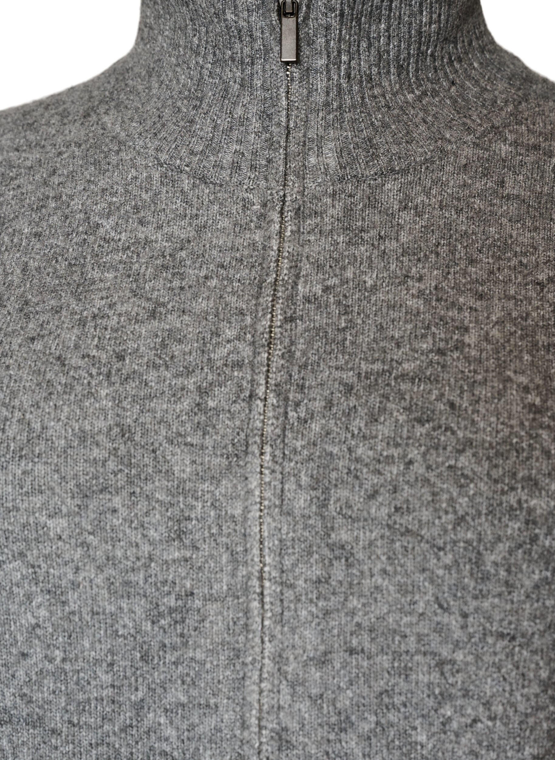 ZizziStrikkevest med h&oslash;y krage og glidel&aring;s, Gr&aring;, Packshot image number 2