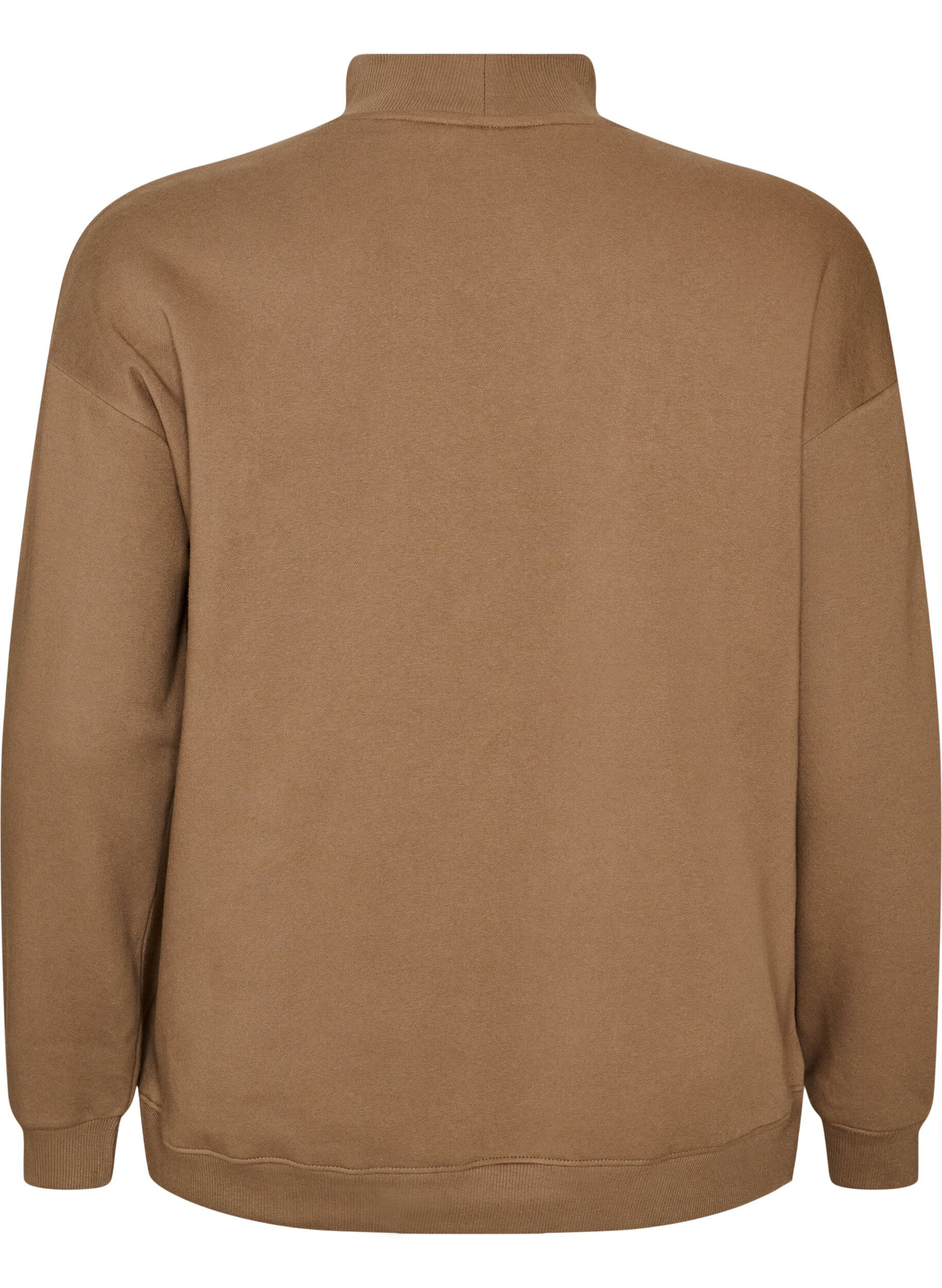 ZizziGenser med h&oslash;y hals og sporty motiv p&aring; forsiden, Brun, Packshot image number 1