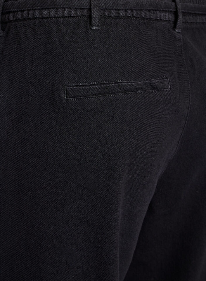 Loose fit-jeans med elastisk linning og sn&oslash;ring, Svart, Packshot