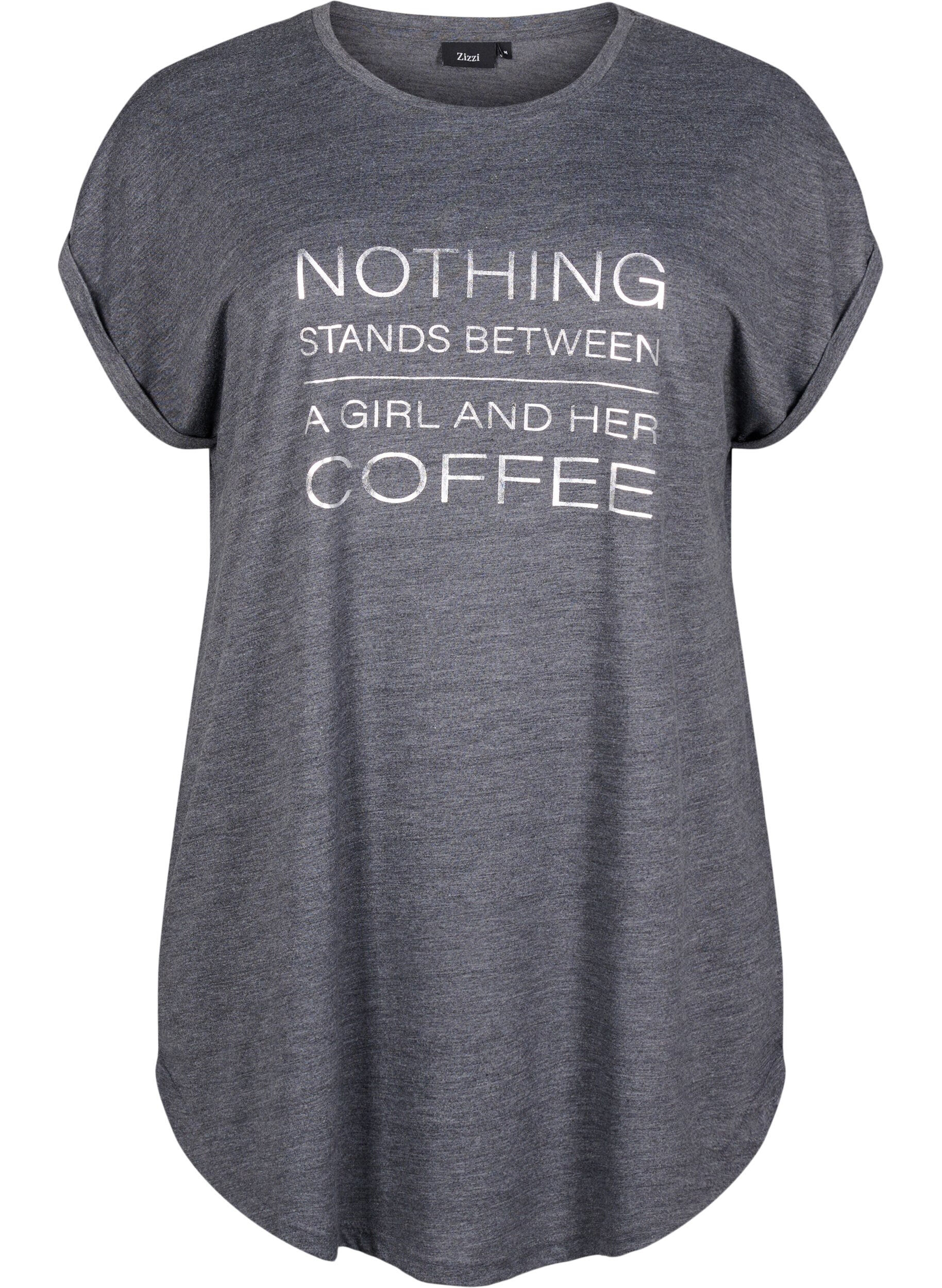 ZizziKortermet nattkjole med teksttrykk, , Packshot image number 0