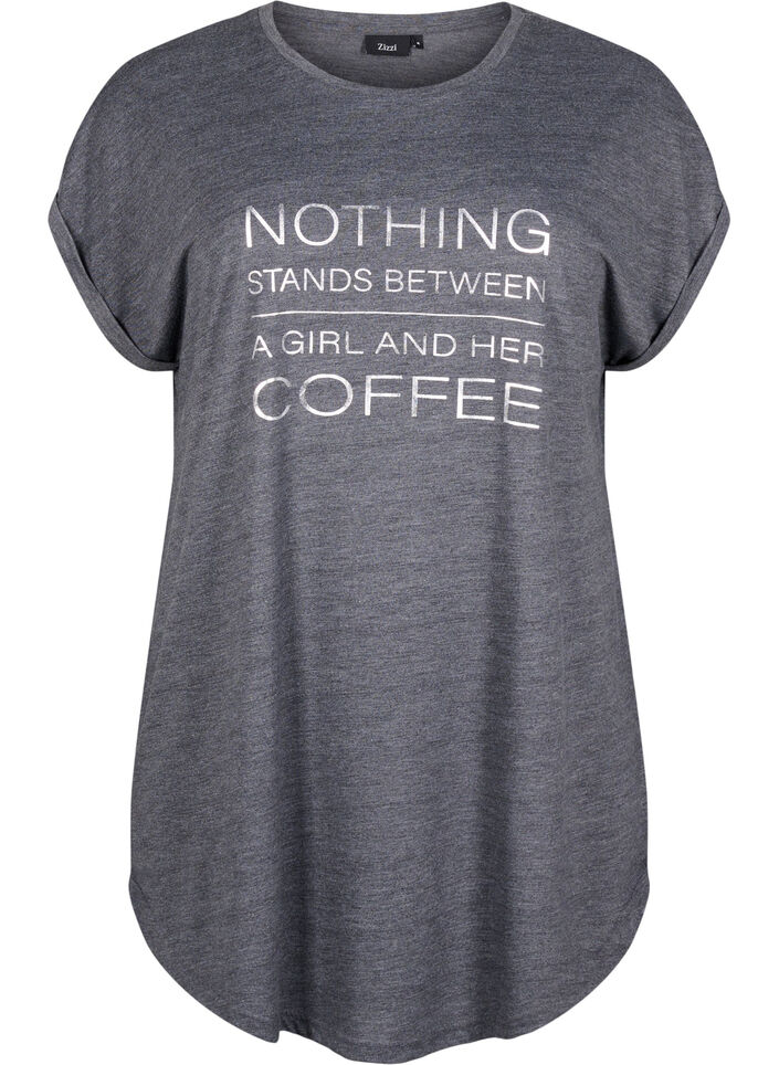 Kortermet nattkjole med teksttrykk, , Packshot image number 0