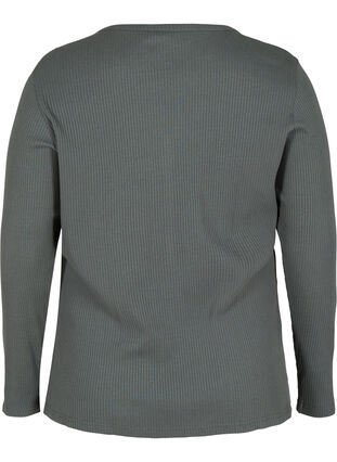Langermet bluse i ribb med knappedetaljer, Urban Chic, Packshot image number 1