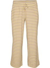 Stripete pyjamasbukser med h&oslash;y midje og vide ben, Gul