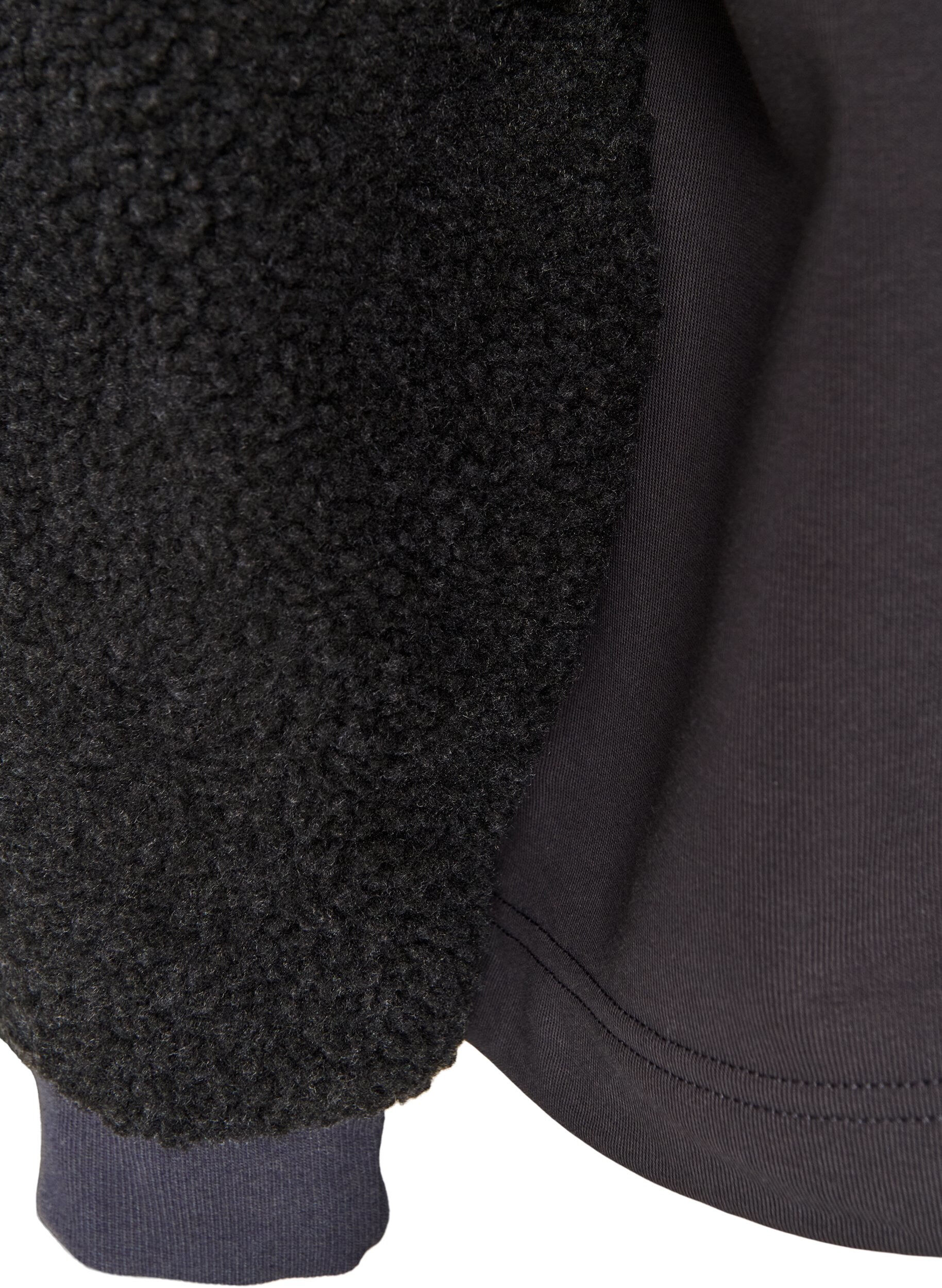 ZizziGenser med teddy ermer og h&oslash;y hals, Gr&aring;, Packshot image number 3