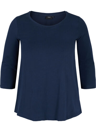 Basis t-skjorte med 3/4-ermer, Navy Blazer, Packshot image number 0