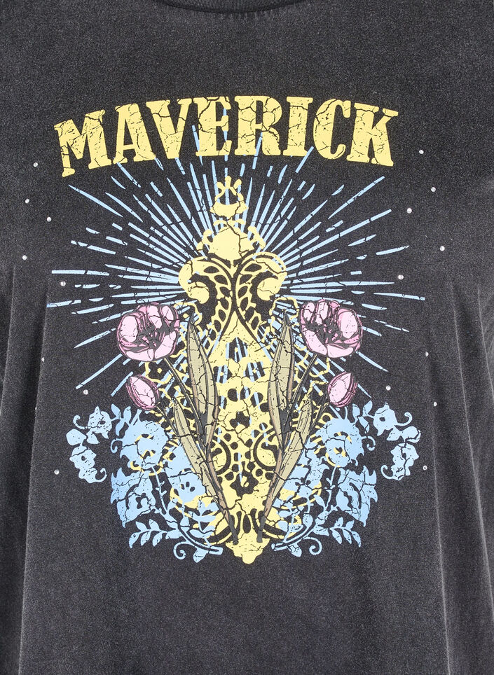 T-skjorte i organisk bomull med grafisk trykk, Grå, Packshot image number 2