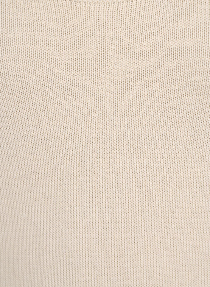 Ermeløs strikket topp med bølgekant, Sandshell, Packshot image number 2