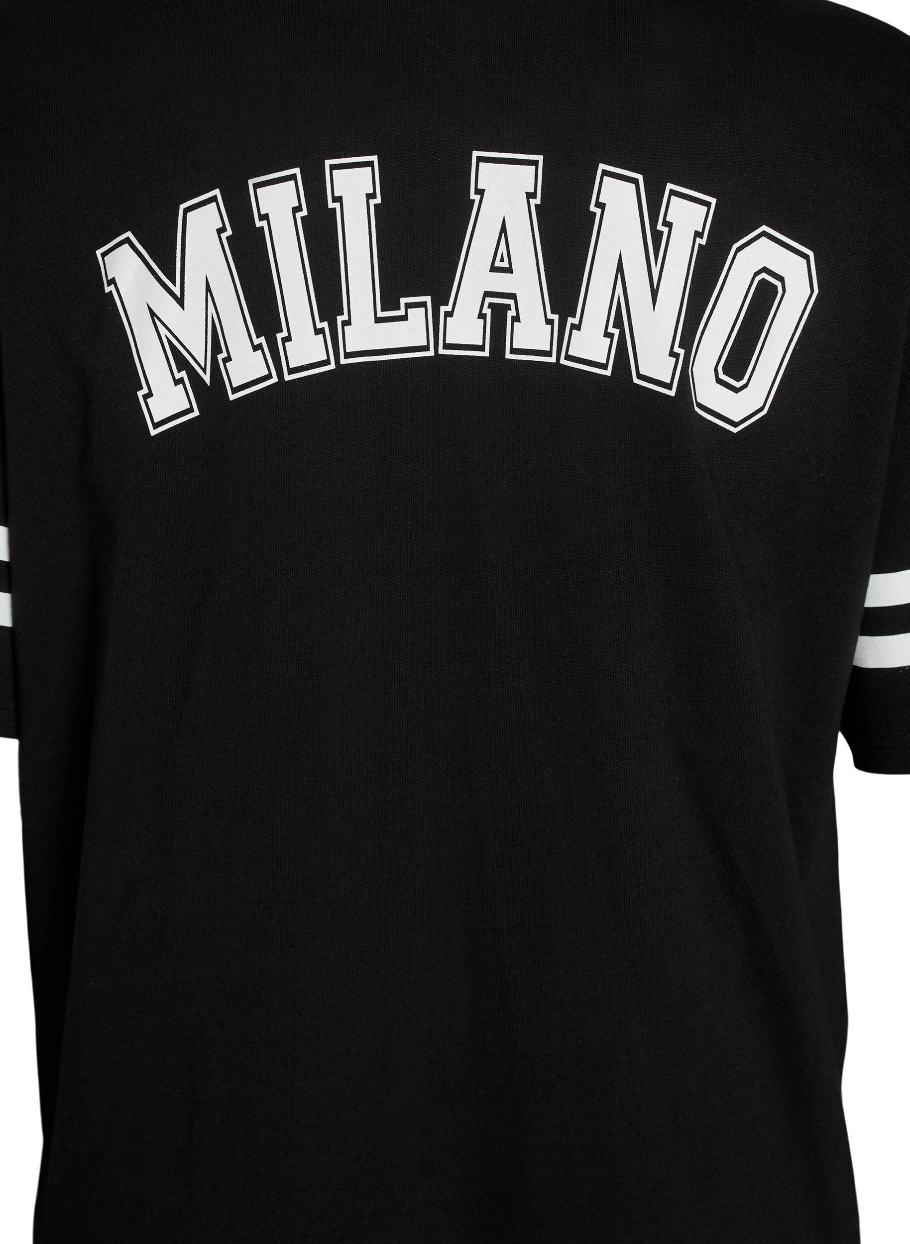 Zizzi Kort T-skjortekjole med sporty detaljer, Svart, Packshot image number 3