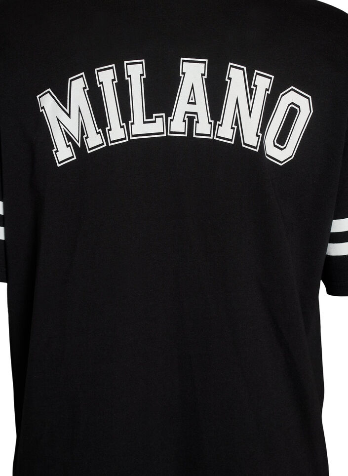 Kort T-skjortekjole med sporty detaljer, Svart, Packshot image number 3