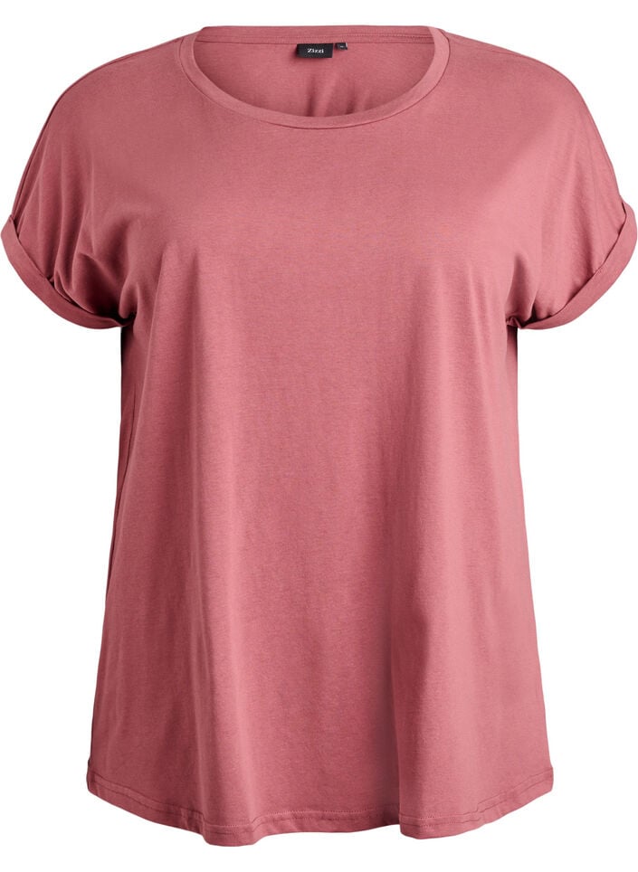 Kortermet t-skjorte i en bomullsblanding, Rosa, Packshot image number 0